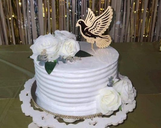 Dove Cake Topper, Baptism Cake Topper/ Gold Engraved Acrylic Cake Topper