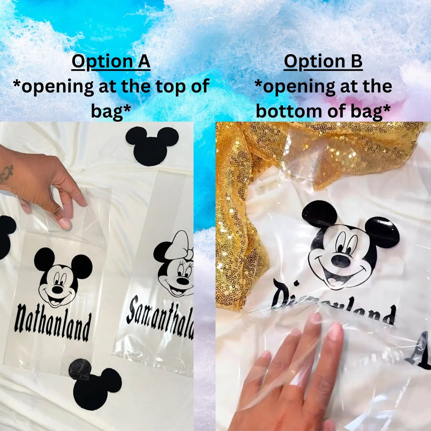 Custom Cotton Candy Party Favors, Custom Magical Mouse Birthday Mickey & Minnie Custom cellophane Cotton Candy Bags, Disneyland Favors