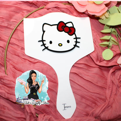 Hello Kitty Personalized mirror, Princess Party Favors, Brow and Wax Sign Prop, Acrylic Lash Tech Photo Prop, Salon Decor and Accessories