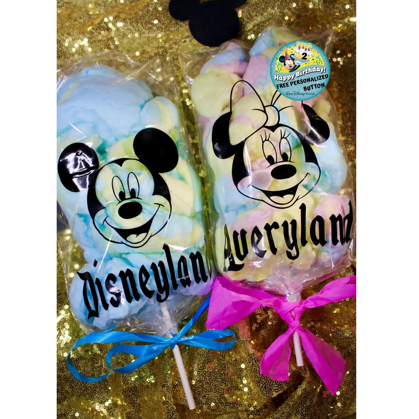 Custom Cotton Candy Party Favors, Custom Magical Mouse Birthday Mickey & Minnie Custom cellophane Cotton Candy Bags, Disneyland Favors